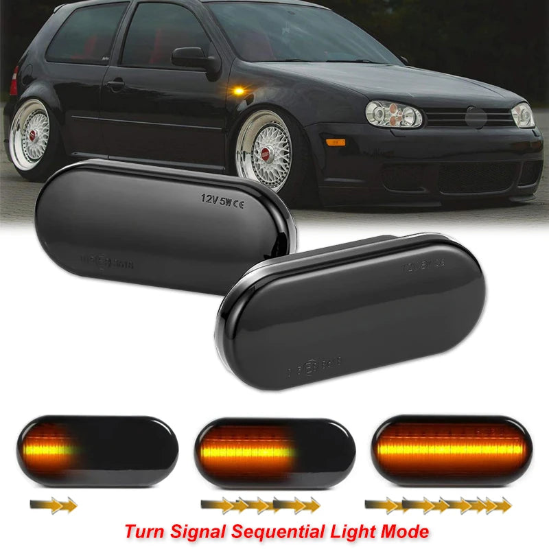 For VW Golf 3 4 MK3 MK4 Passat 3BG Polo 6N 9N Bora Vento Dynamic Side Marker Turn Signal Sequential Blinker Light