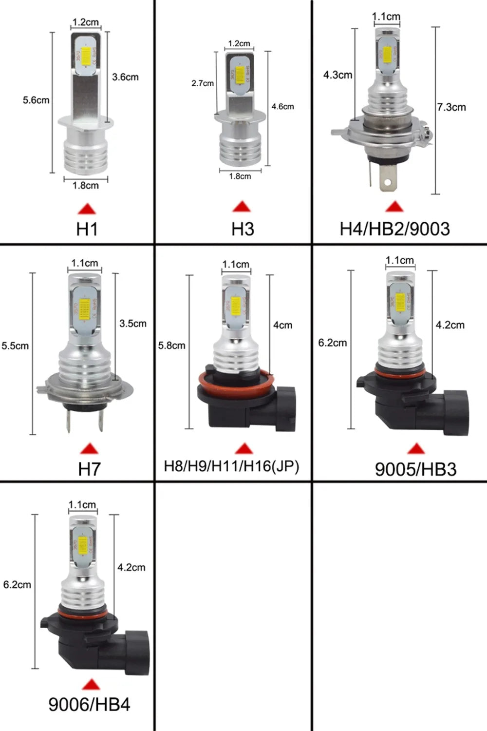 LED Headlight Bulbs SH1 H3 H11 H4 H6 Auto LED