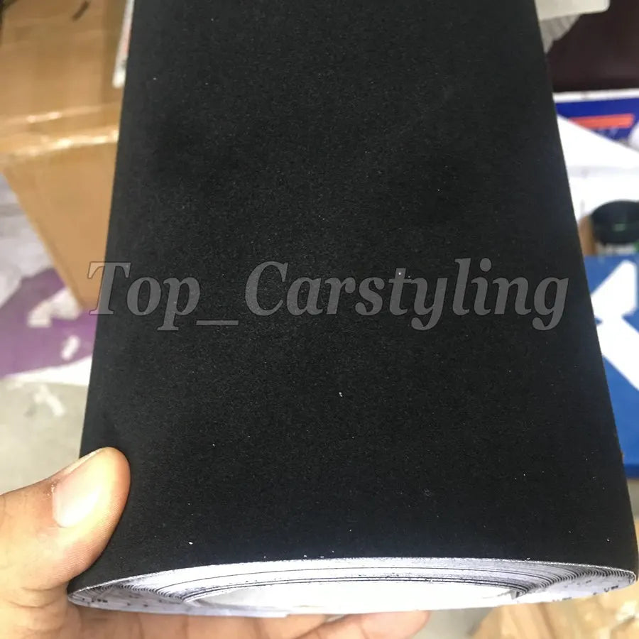 1.35x15m  Black Velvet Vinyl Wrap suede Sticker Decal  With Air Release for car roof, interior covering coating foil PROTWRAPS