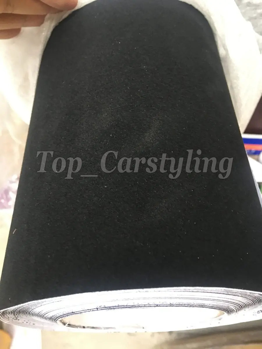 1.35x15m  Black Velvet Vinyl Wrap suede Sticker Decal  With Air Release for car roof, interior covering coating foil PROTWRAPS