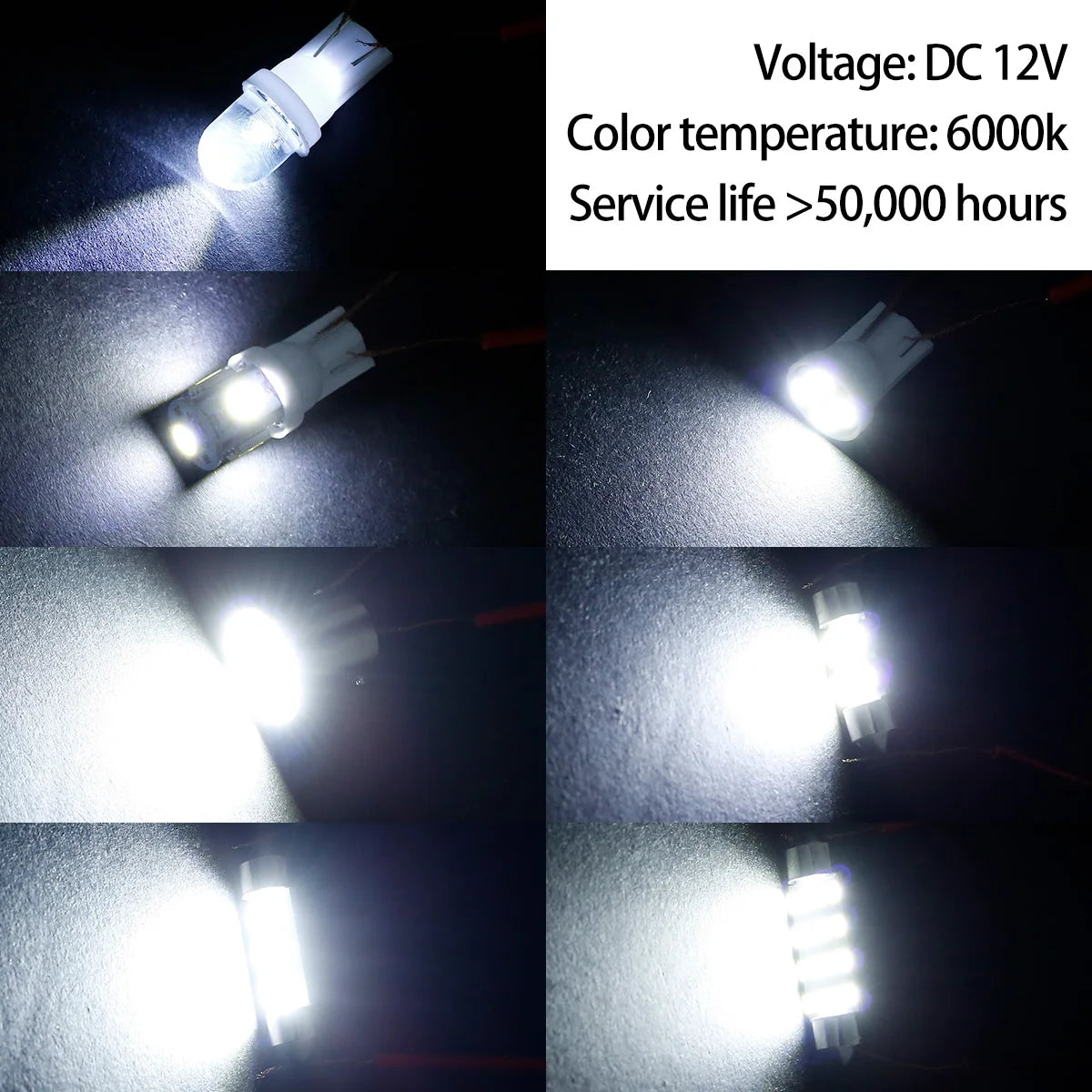 42Pcs LED Car Interior Lights T10 6000K