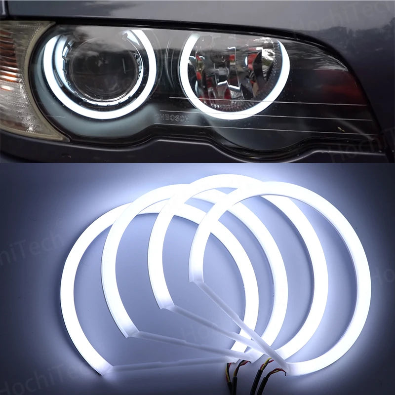 WHITE  LED Headlight Halo Angel Demon Eyes Kit angel eyes light for BMW 3 series E46 sedan touring wagon coupe compact 1998-2005