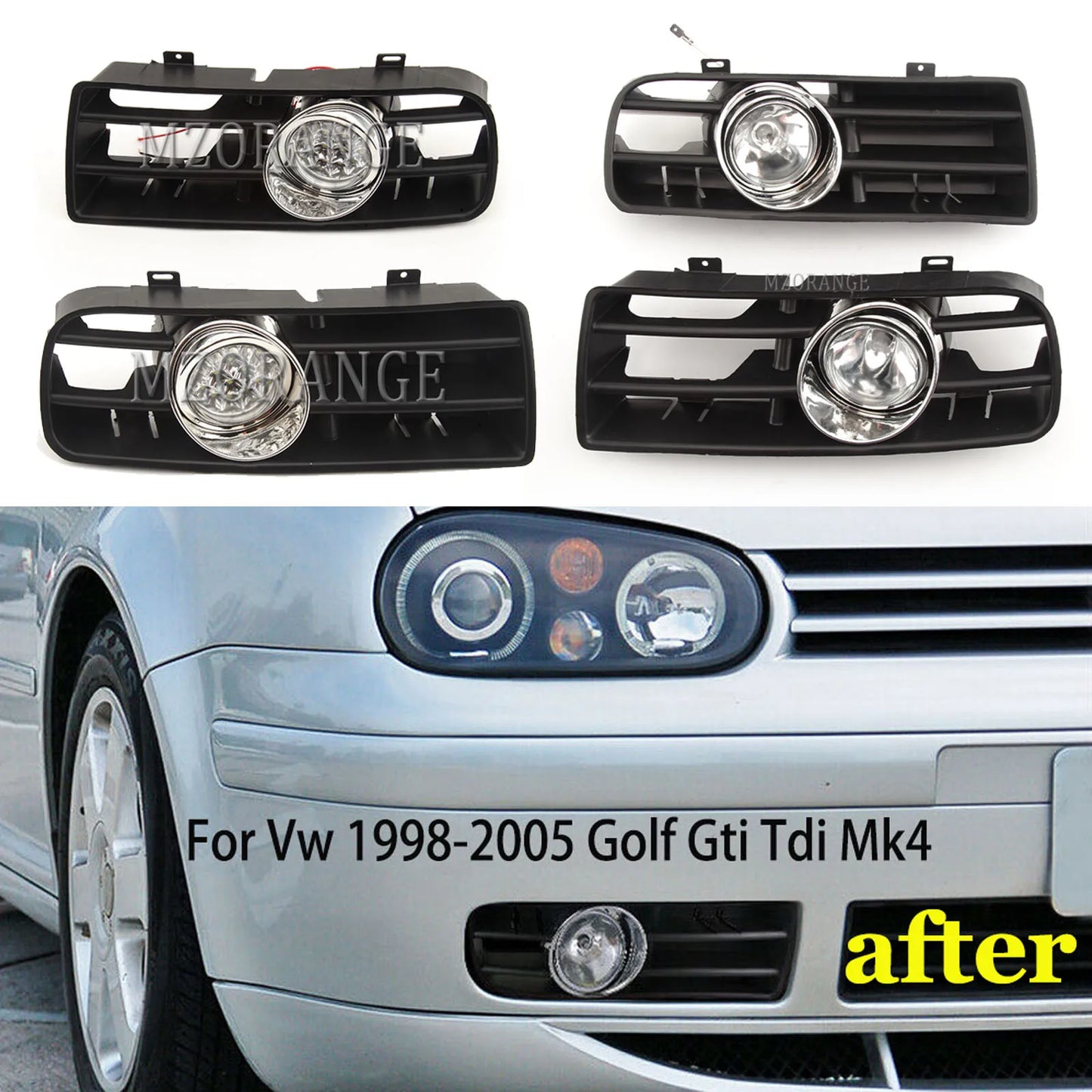 Fog Lights LED Fog Light Headlight for VW Golf 4 MK4 GTi TDI 1997-2006 LED DRL Driving Fog Lamp Racing Grill Turn Signal Lamp