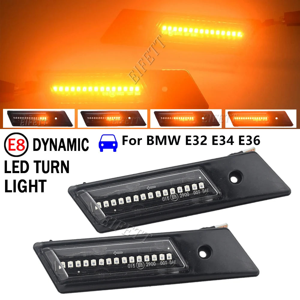 Car LED Flashing Sequential Dynamic Turn Signal Side Marker Lamp For BMW E30 E32 E34 E36 Led Light 1990-1996 M3 M5 3 5 7 Series