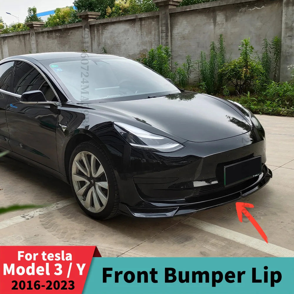 Front Bumper Lip Chin Diffuser Body Kit Spoiler Deflector Tuning Accessories For Tesla Model 3 Y 2017+ 2019 2020 2021 2022 2023