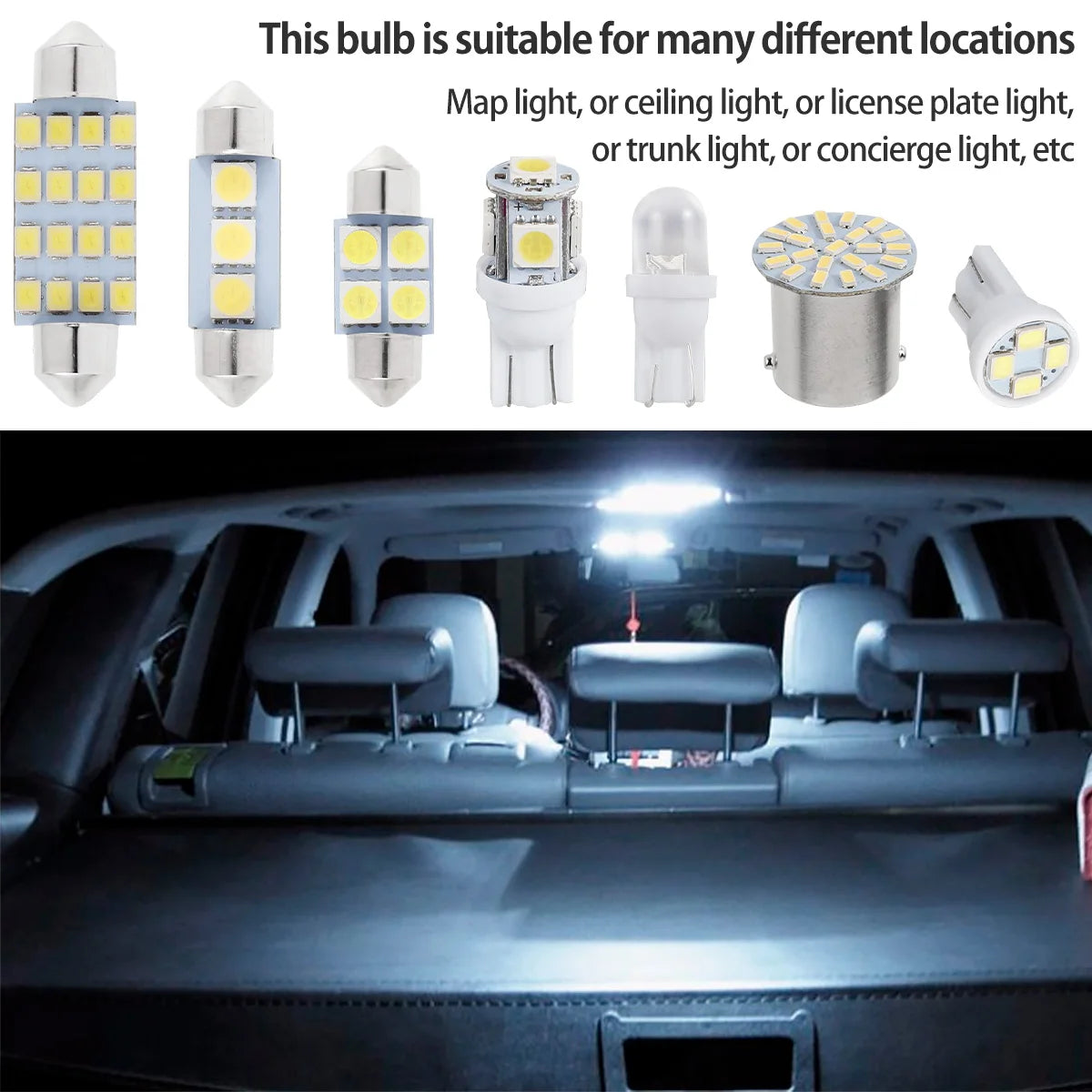 42Pcs LED Car Interior Lights T10 6000K