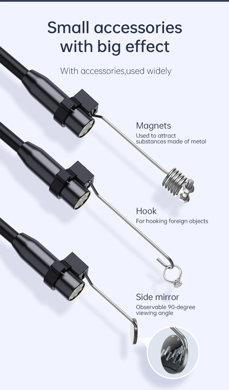 Industrial Endoscope Camera 8mm HD1080P 4.3inch IPS Screen 1080P Pipe Inspection Camera for Car Repair IP67 Waterproof 8 LEDS