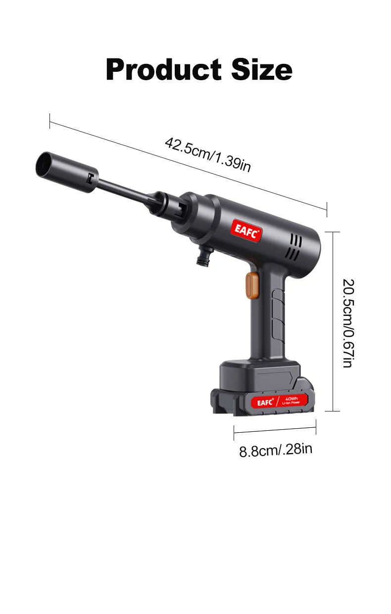 EAFC 60Bar Electric Cordless High Pressure Car Wash Gun Washer Supplies Foam Generator Spray Cleaner Car Wash Cleaning Machine