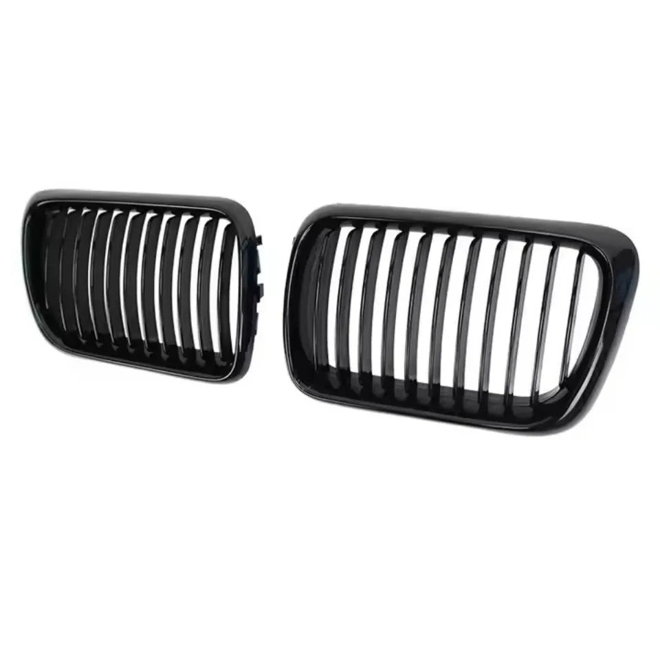 XVIP 2x Double Line Style Car Front Racing Kindey Grilles For BMW E36 LCI 1996-1999 M3 Glossy Black Dual Slats Upper Grilles