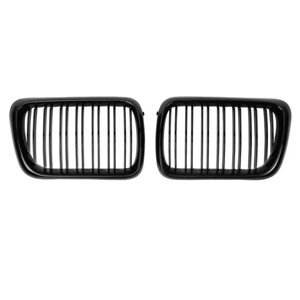 XVIP 2x Double Line Style Car Front Racing Kindey Grilles For BMW E36 LCI 1996-1999 M3 Glossy Black Dual Slats Upper Grilles