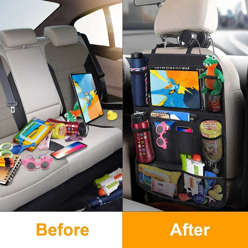 Car Back Seat Organizer with Touch Screen Tablet Holder Automatic