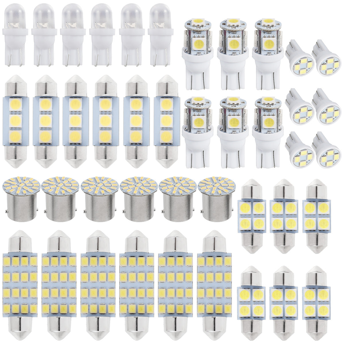 42Pcs LED Car Interior Lights T10 6000K