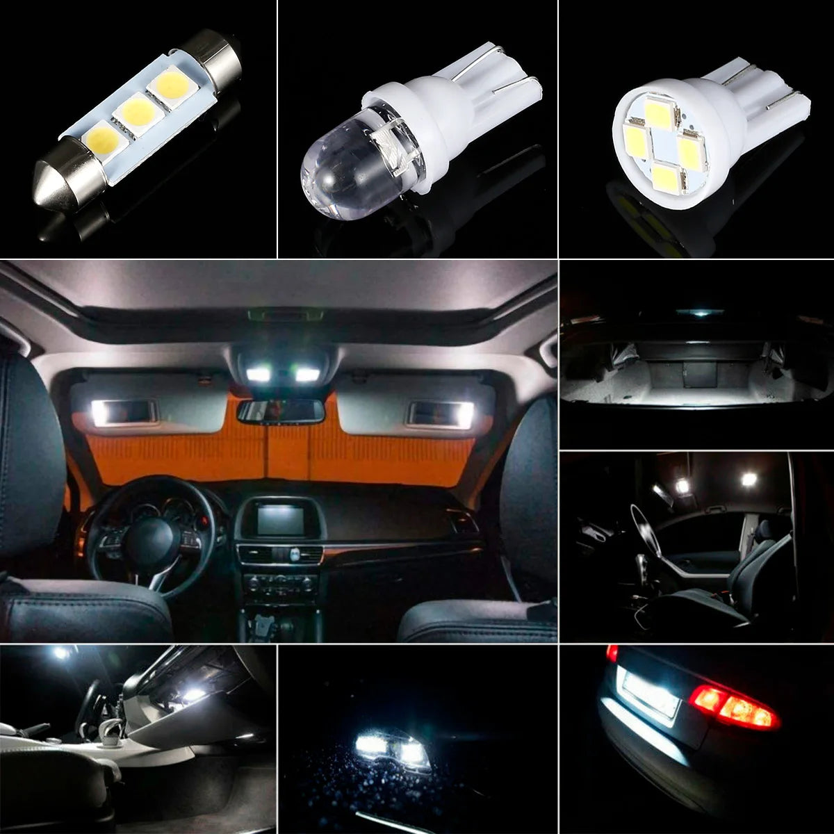 42Pcs LED Car Interior Lights T10 6000K