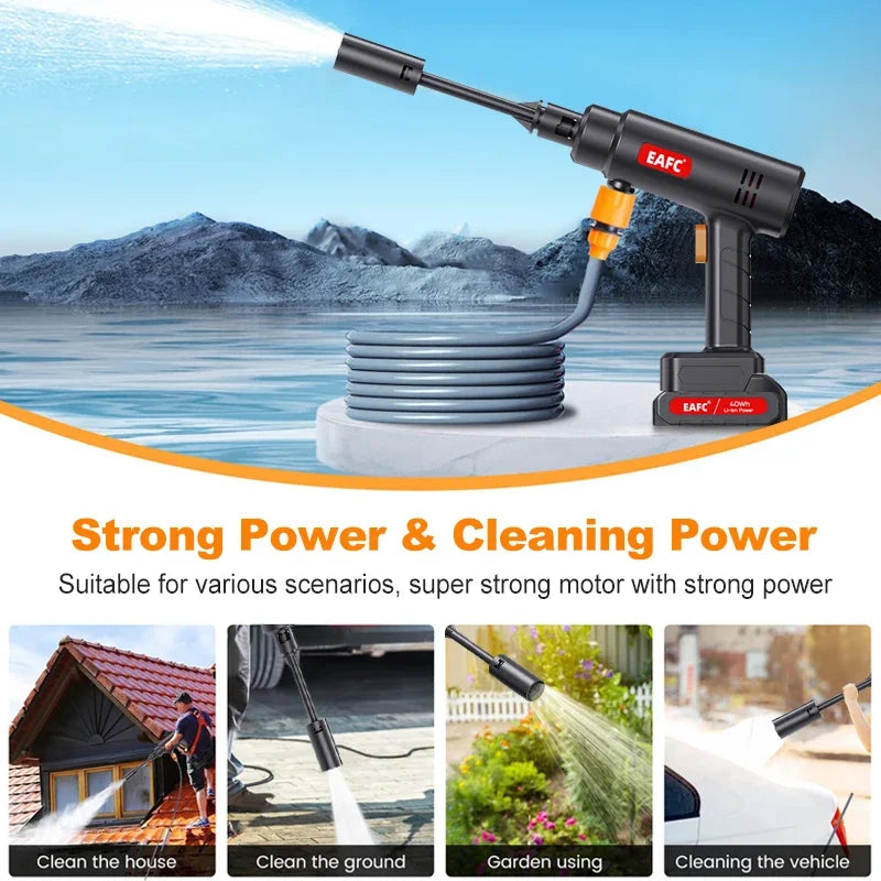 EAFC 60Bar Electric Cordless High Pressure Car Wash Gun Washer Supplies Foam Generator Spray Cleaner Car Wash Cleaning Machine