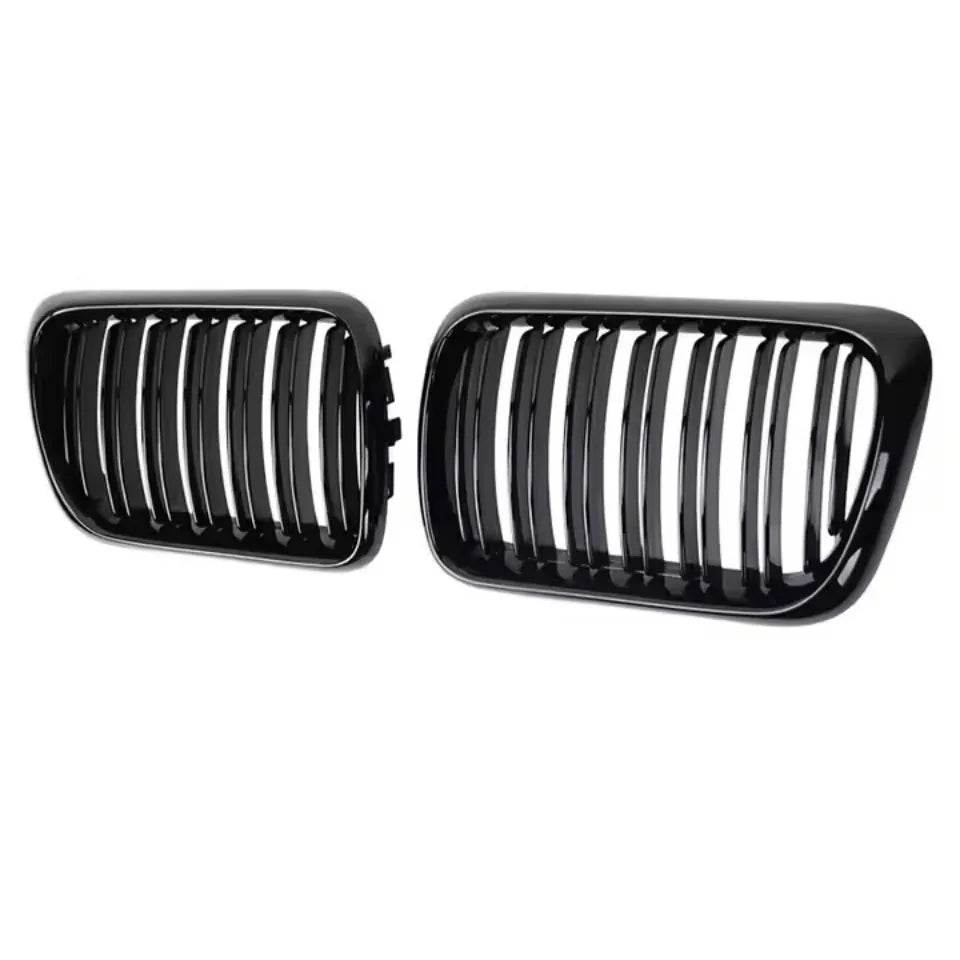 XVIP 2x Double Line Style Car Front Racing Kindey Grilles For BMW E36 LCI 1996-1999 M3 Glossy Black Dual Slats Upper Grilles