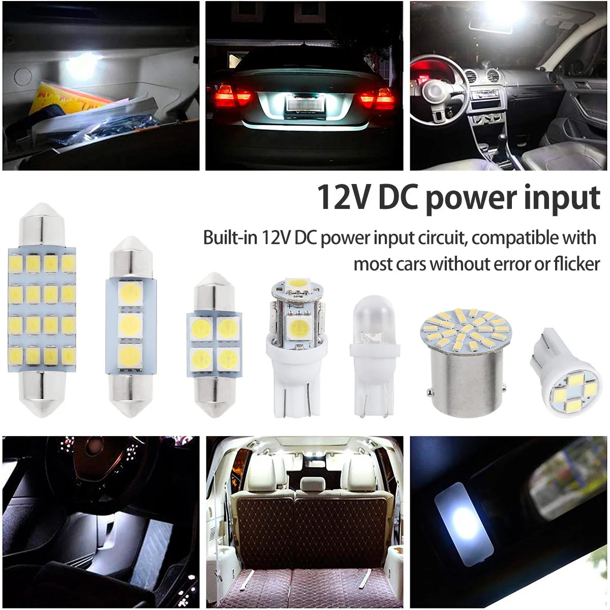 42Pcs LED Car Interior Lights T10 6000K