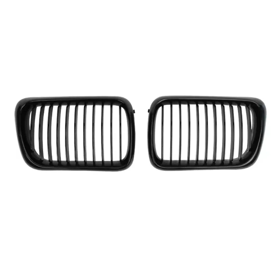 XVIP 2x Double Line Style Car Front Racing Kindey Grilles For BMW E36 LCI 1996-1999 M3 Glossy Black Dual Slats Upper Grilles