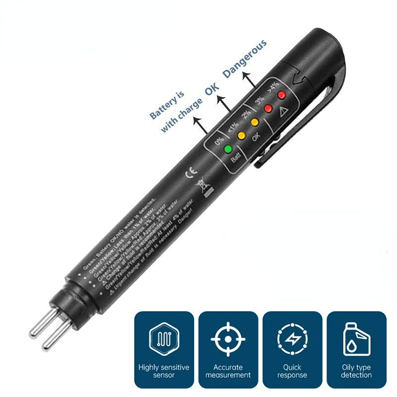 Caneta testadora de fluido de freio de teste de lquido automtico para DOT3DOT4 5 LED indicador Display Teste de leo de freio Verificao de qualidade Acessrios do carro